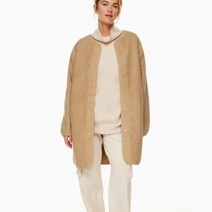NWT Aritzia Wilfred Free Sherpa Long Liner Jacket in Wildwood XXS Camel